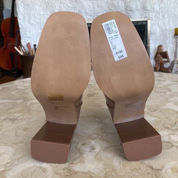 River Island Sleek Patent Square Toe Block Heel Sock Ankle Boots - Picture 10 of 10